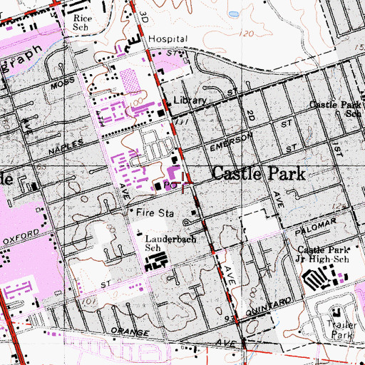 Topographic Map of Castle Park, CA