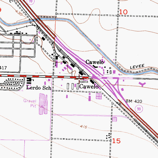 Topographic Map of Cawelo, CA