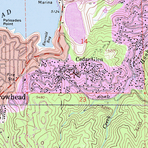 Topographic Map of Cedar Glen, CA