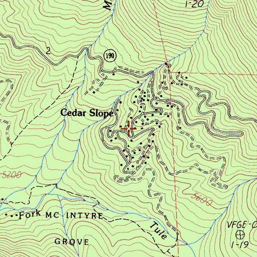 Topographic Map of Cedar Slope, CA