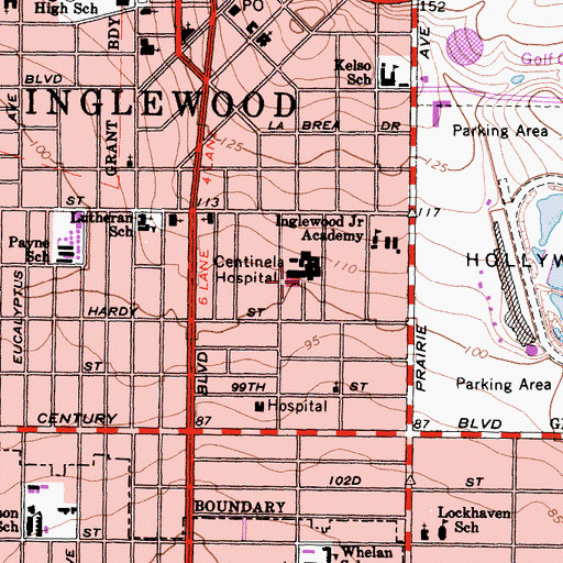 Topographic Map of Centinela Freeman Regional Medical Center, CA