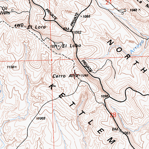 Topographic Map of Cerro Alto, CA