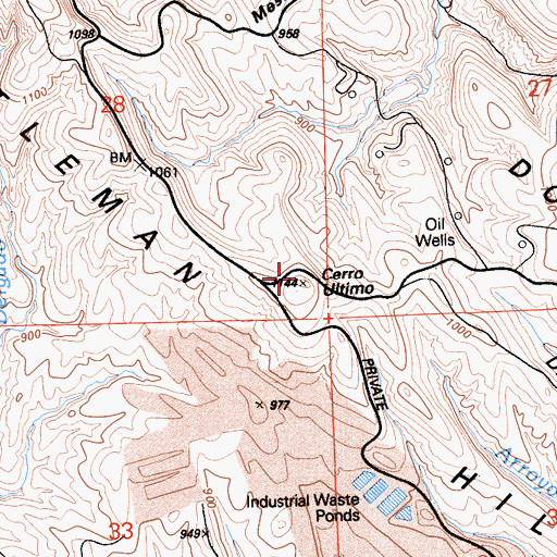 Topographic Map of Cerro Ultimo, CA