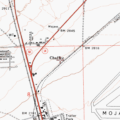 Topographic Map of Chaffee, CA