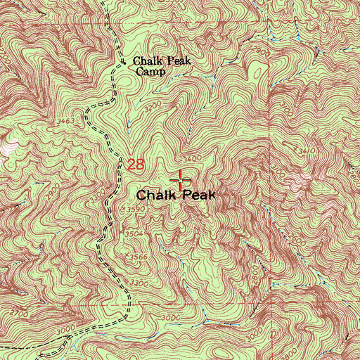 Topographic Map of Chalk Peak, CA