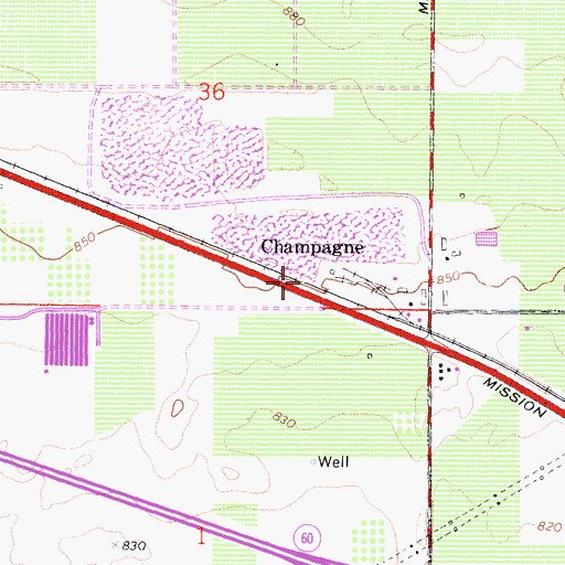 Topographic Map of Champagne, CA