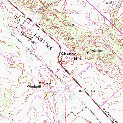 Topographic Map of Chaney Hill, CA