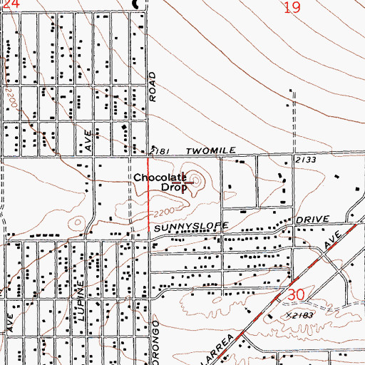Topographic Map of Chocolate Drop, CA