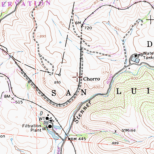 Topographic Map of Chorro, CA