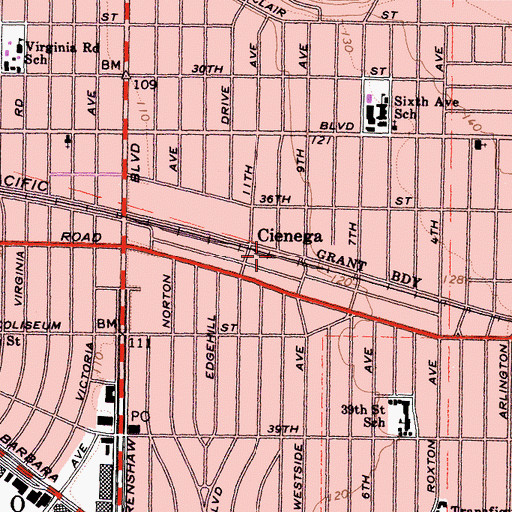 Topographic Map of Cienega, CA