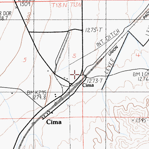 Topographic Map of Cima, CA