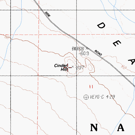 Topographic Map of Cinder Hill, CA