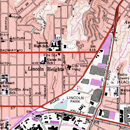 Topographic Map of City View Hospital, CA