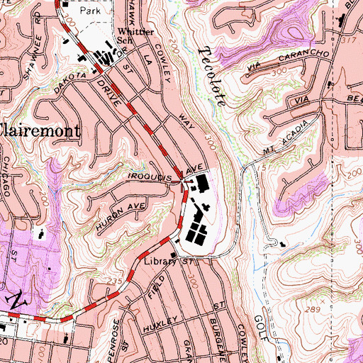 Topographic Map of Clairemont, CA