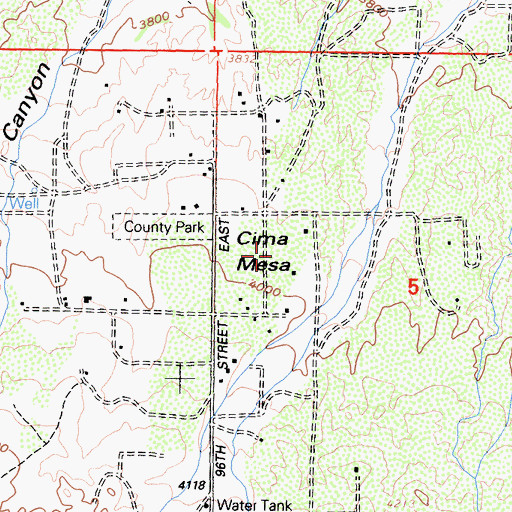 Topographic Map of Clima Mesa, CA
