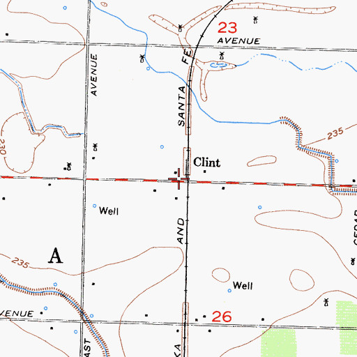 Topographic Map of Clint, CA