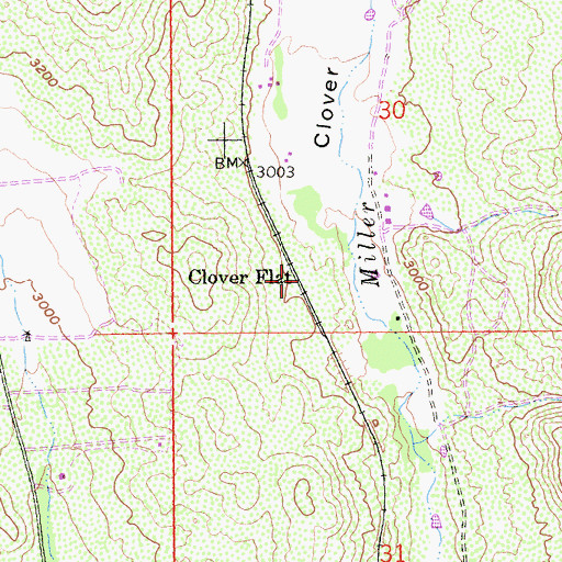 Topographic Map of Clover Flat, CA