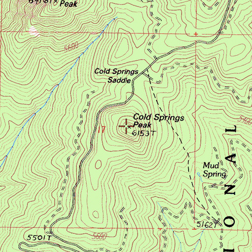 Topographic Map of Cold Springs Peak, CA