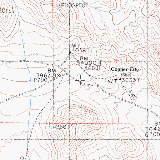 Topographic Map of Copper City, CA