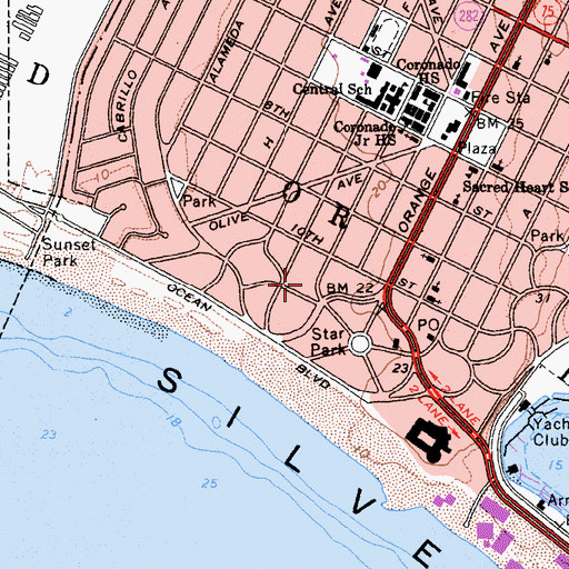 Topographic Map of Coronado, CA
