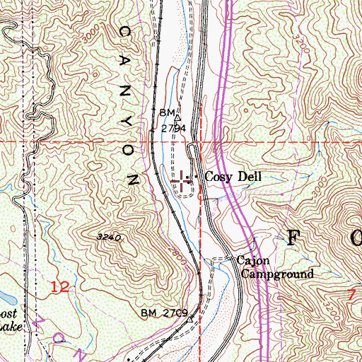Topographic Map of Cosy Dell, CA