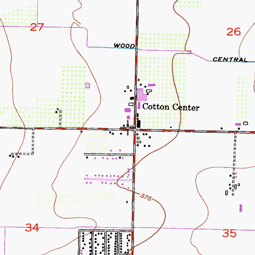 Topographic Map of Cotton Center, CA