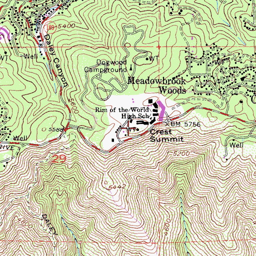 Topographic Map of Crest Summit, CA