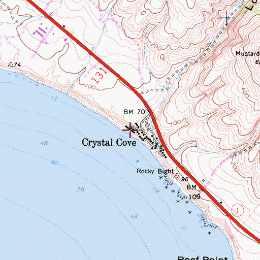 Topographic Map of Crystal Cove, CA