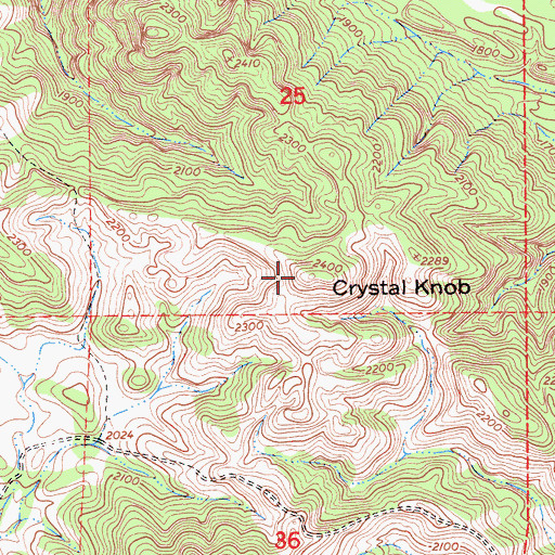 Topographic Map of Crystal Knob, CA