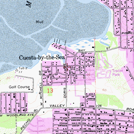 Topographic Map of Cuesta-by-the-Sea, CA