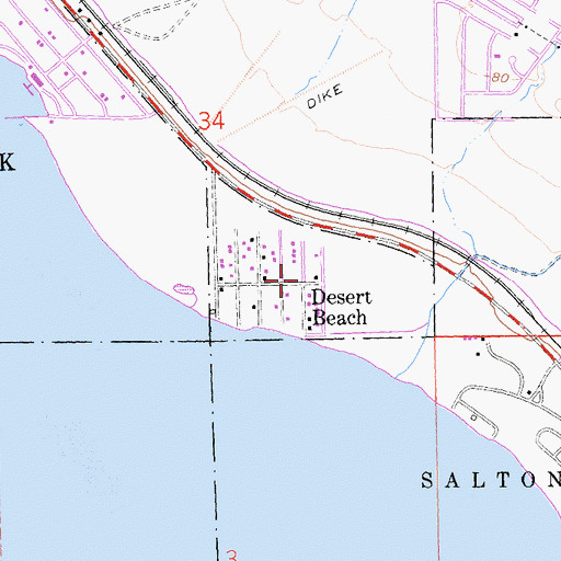Topographic Map of Desert Beach, CA