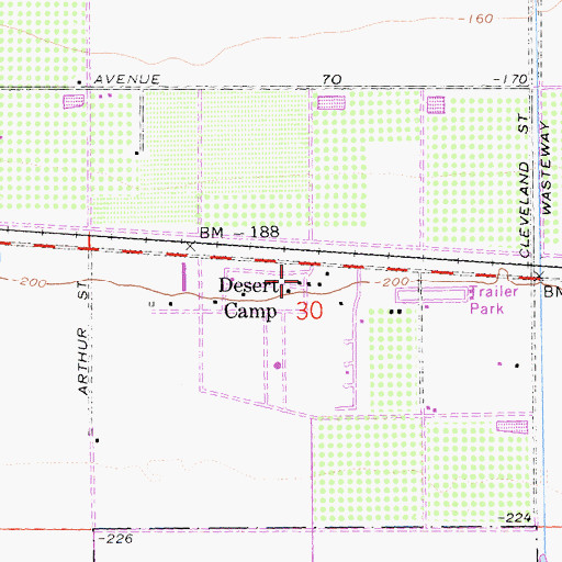 Topographic Map of Desert Camp, CA