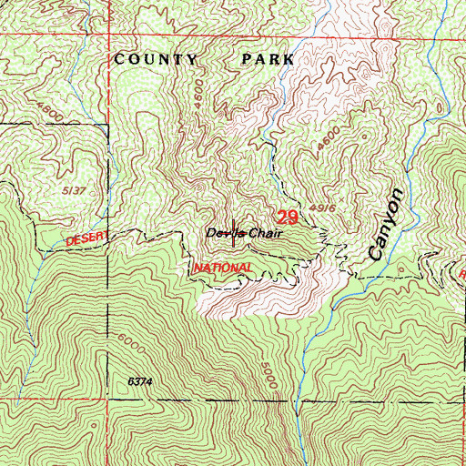 Topographic Map of Devils Chair, CA
