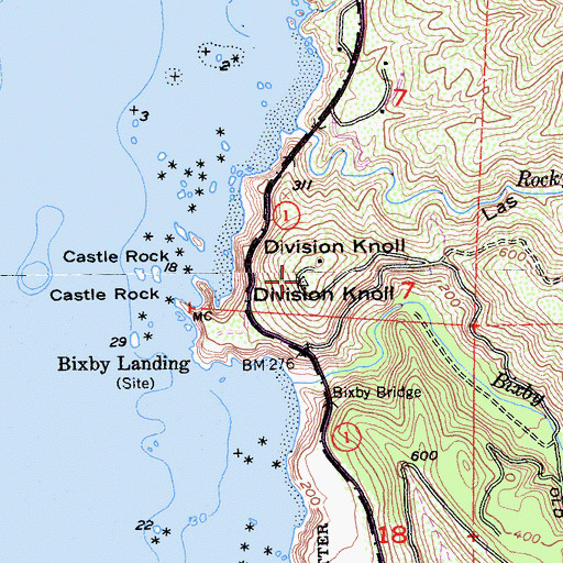 Topographic Map of Division Knoll, CA