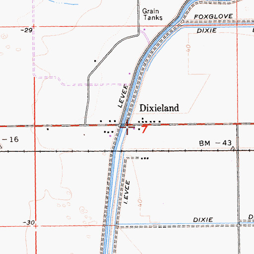 Topographic Map of Dixieland, CA
