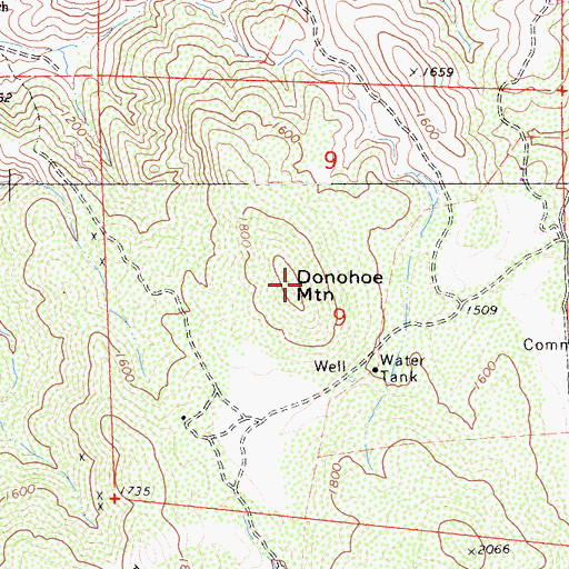 Topographic Map of Donohoe Mountain, CA