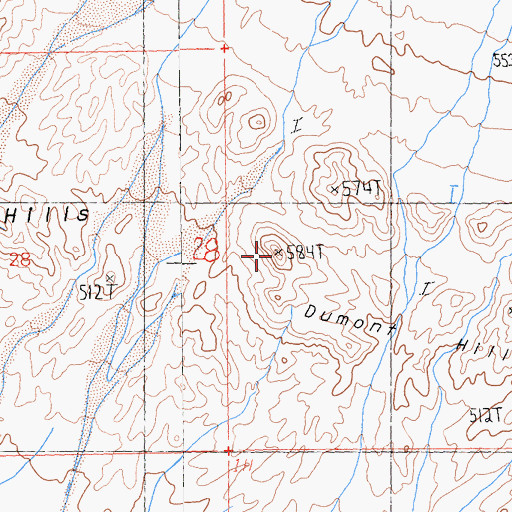 Topographic Map of Dumont Hills, CA