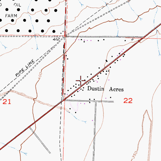 Topographic Map of Dustin Acres, CA
