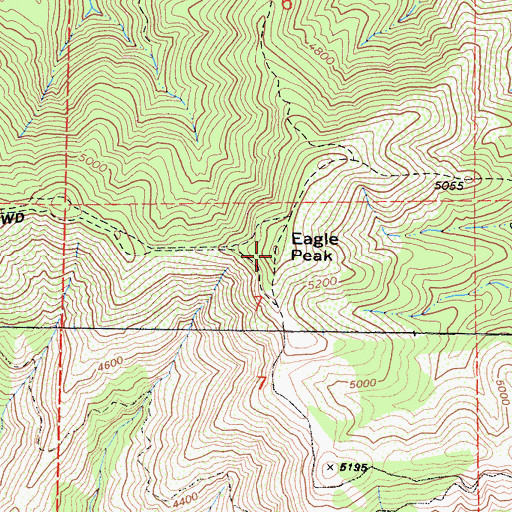 Topographic Map of Eagle Peak, CA