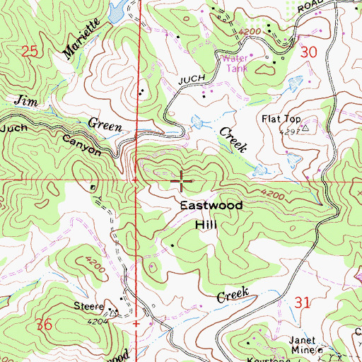 Topographic Map of Eastwood Hill, CA