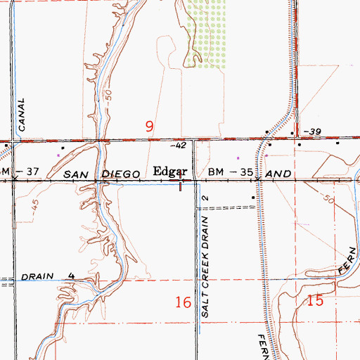 Topographic Map of Edgar, CA