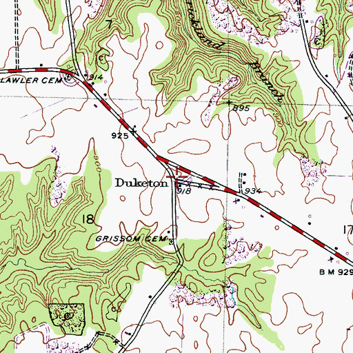 Topographic Map of Shingle Post Office (historical), AL