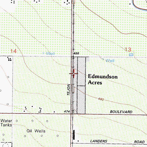 Topographic Map of Edmundson Acres, CA