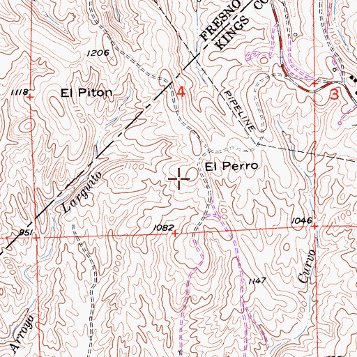Topographic Map of El Perro, CA