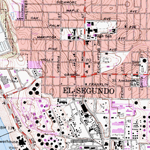 Topographic Map of El Segundo, CA