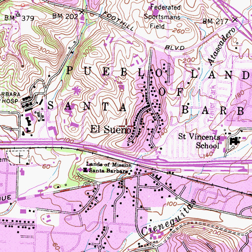 Topographic Map of El Sueno, CA