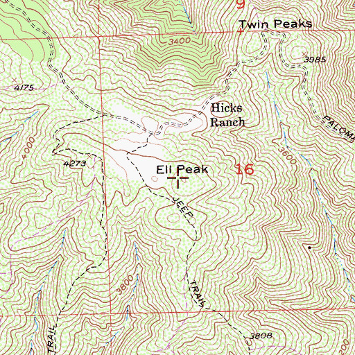 Topographic Map of Ell Peak, CA