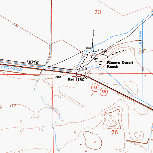 Topographic Map of Elmore Desert Ranch, CA