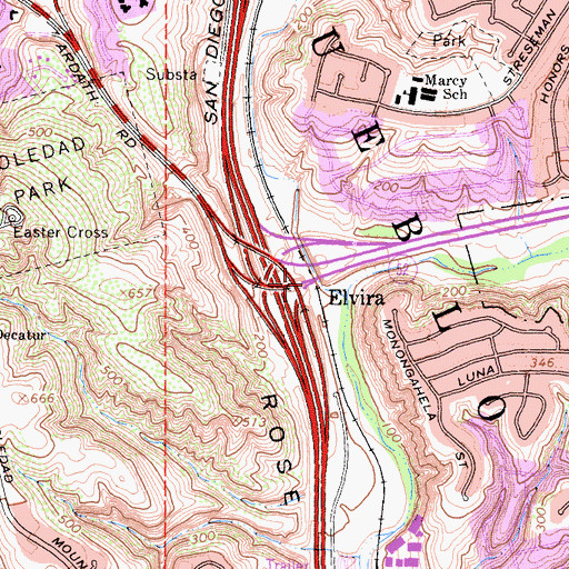 Topographic Map of Elvira, CA