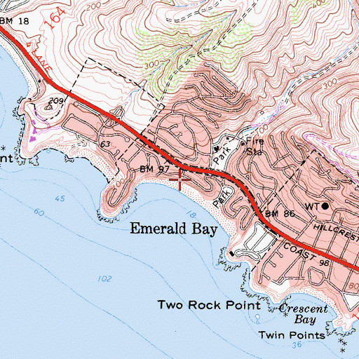 Topographic Map of Emerald Bay, CA